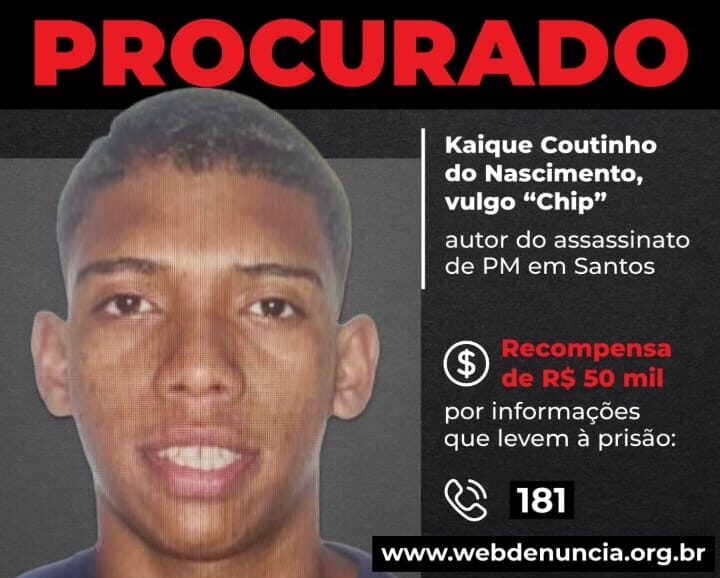 Recompensa de R$ 50 mil oferecida pela SSP por informações sobre o assassinato de PM em Mauá
