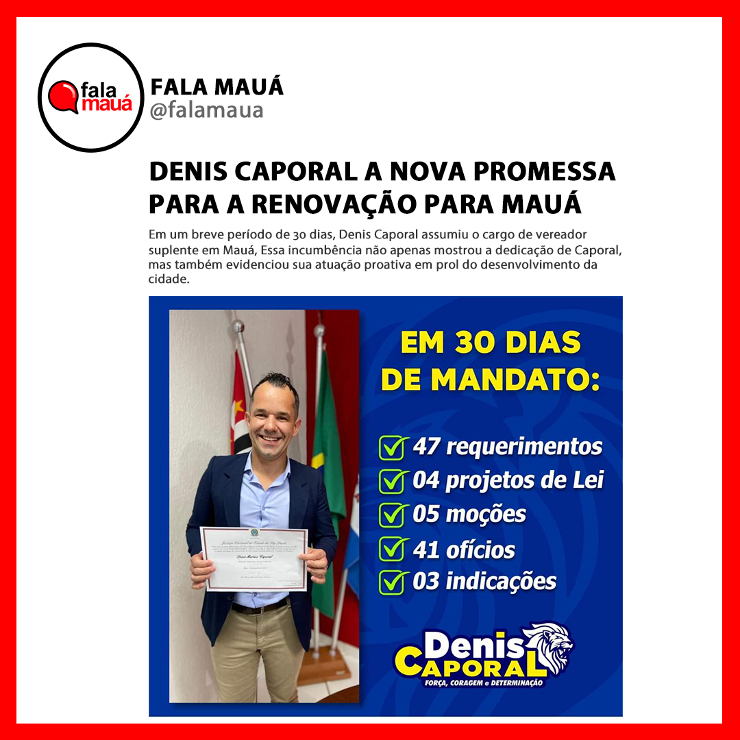 Denis Caporal: 30 Dias de Comprometimento e Serviço em Mauá