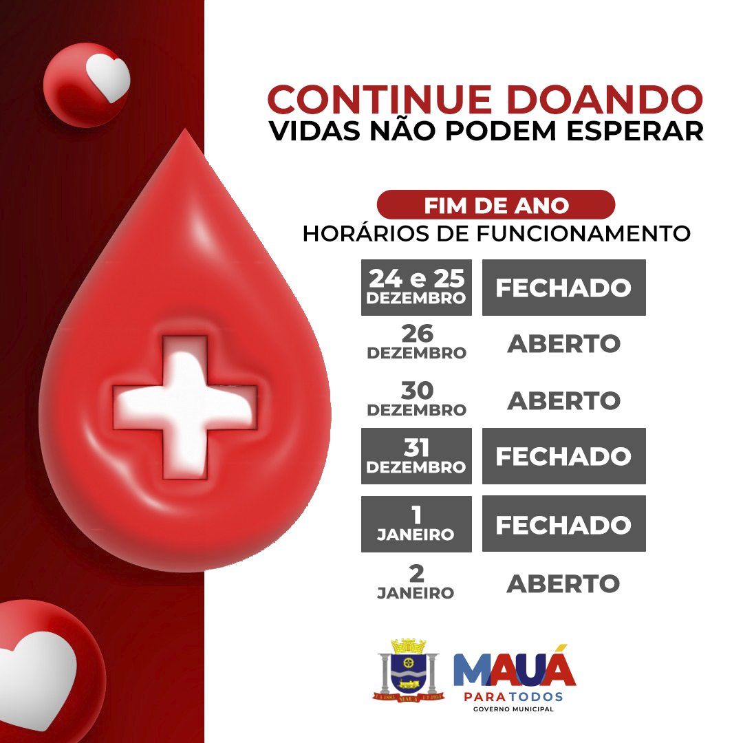 Horários de Funcionamento do Posto de Coleta de sangue para o Fim de Ano